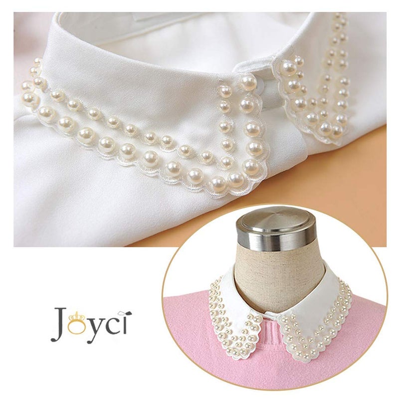 Joyci Diamond Pearl False Collar Peterpan Fake Collar Half Shirt Dickey (B White) - Image 4